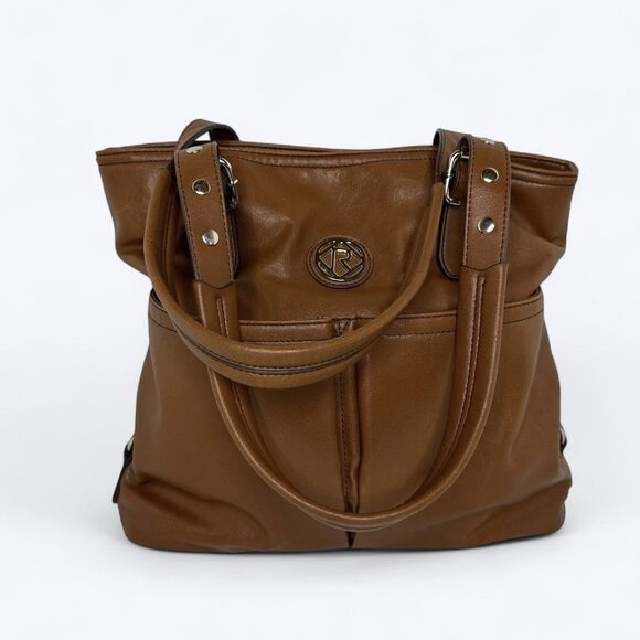 Relic Faux Leather Shoulder Bag Purse Brown Double Handle Front Pockets Handbag - Picture 1 of 16